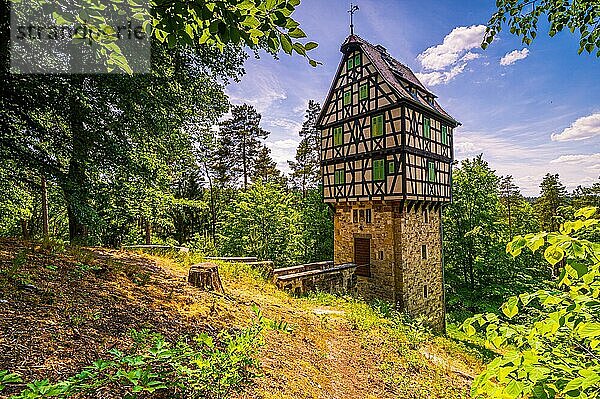 Der Herzogstuhl auf der Jagdanlage Rieseneck bei Sonnenschein im Sommer  Kleineutersdorf  Thüringen  Deutschland  Europa