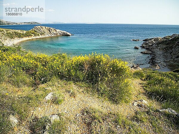 Zerklüftete Küste  Bucht bei Stara Baska  Karstberge  Insel Krk  Kvarner Bucht  Kroatien  Europa