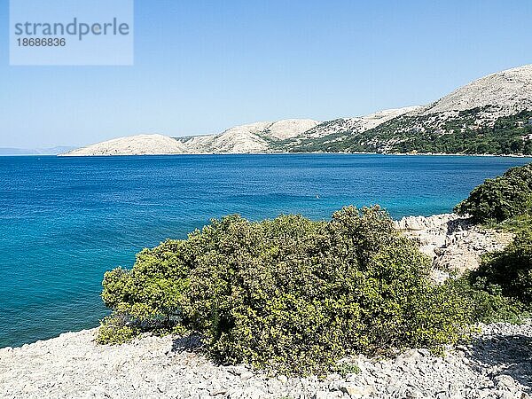 Landschaft bei Stara Baska  Stara Ba?ka  Karstberge  Insel Krk  Kvarner Bucht  Primorje-Gorski kotar  Kroatien  Europa