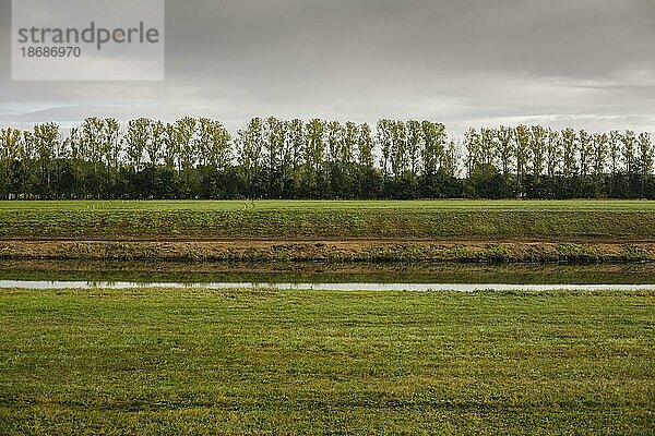 Blick auf Felder und die Spree in der Nähe von Burg im Spreewald. Schmogrow  16.10.2021  Schmogrow  Deutschland  Europa
