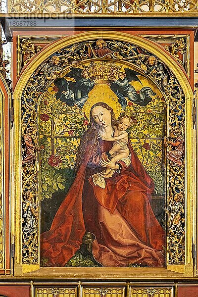 Madonna im Rosenhag von Martin Schongauer im Innenraum der Dominikanerkirche in Colmar  Elsass  Frankreich  Europa