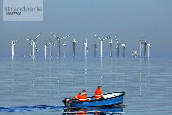 Windturbinen auf See von Lillgrund  Schwedens größtem Offshore Windpark südlich der Öresundbrücke