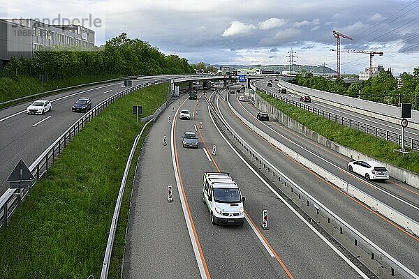 Autobahn Baustelle  Bern  Schweiz  Europa