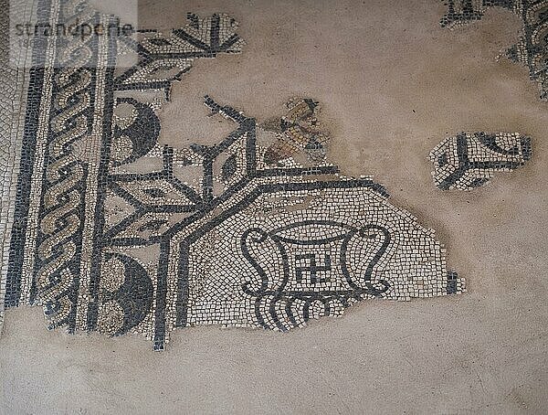 Fußbodenmosaik aus dem 2. Jahrhundert n.Chr. am Klosters des Heiligen Franziskus  Franziskanerkloster  Pula  Istrien  Kroatien  Europa