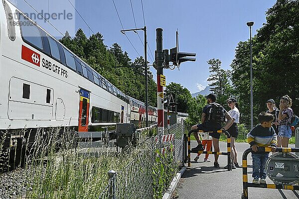 Bahnübergang SBB Personenzug  Schweiz  Europa