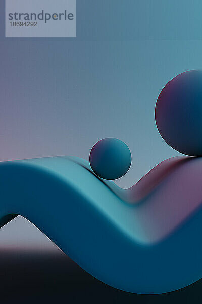 3D render of spheres rolling on undulating surface