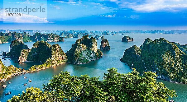 Panoramablick auf die Ha Long Bay  Vietnam  Asien