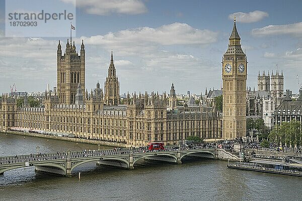 Themse  Houses of Parliament  Big Ben  Palace of Westminster  London  England  Großbritannien  Europa