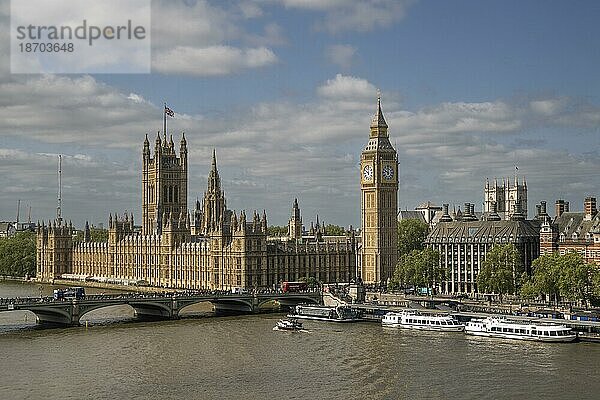 Themse  Houses of Parliament  Big Ben  Palace of Westminster  London  England  Großbritannien  Europa