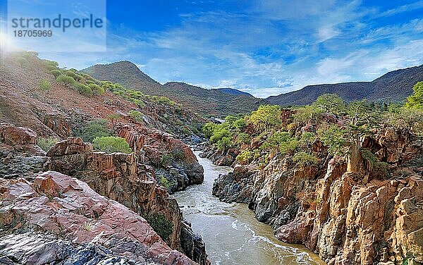 Landscape at Kunene river near the Epupa Falls  Namibia  Afrika