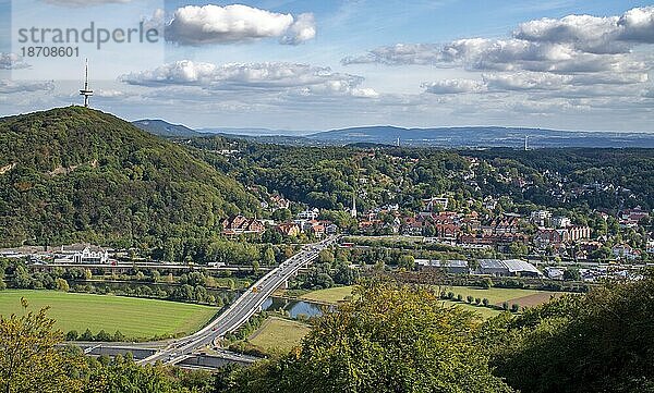 Luftaufnahme mit Fernsehturm Porta Westfalica Deutschland