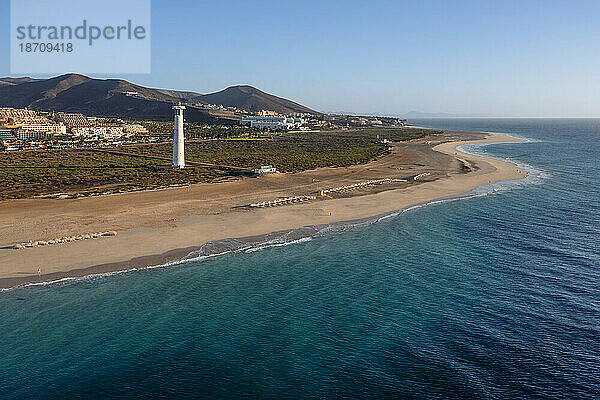 Leuchtturm Faro de Jandia  Playa del Matorral  Morro Jable  Fuerteventura  Kanarische Inseln  Spanien  Atlantik  Europa