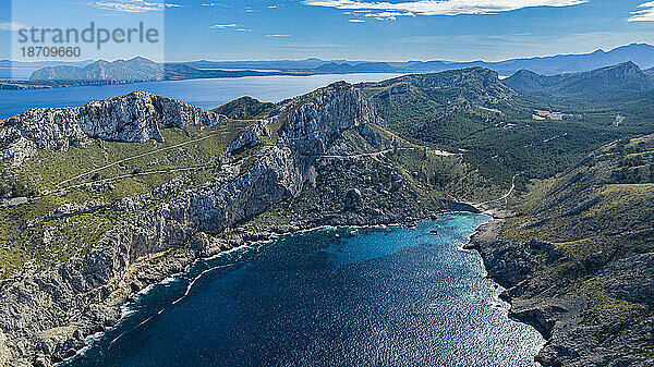 Luftaufnahme der Halbinsel Formentor  Mallorca  Balearen  Spanien  Mittelmeer  Europa