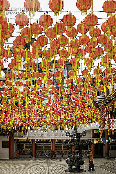 Chinese lanterns  Thean Hou Temple  Kuala Lumpur  Malaysia  Southeast Asia  Asia