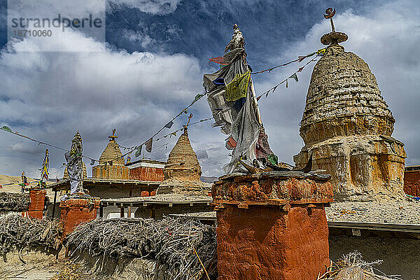Stupas (Chörten) im Dorf Lo-Manthang  Königreich Mustang  Himalaya  Nepal  Asien