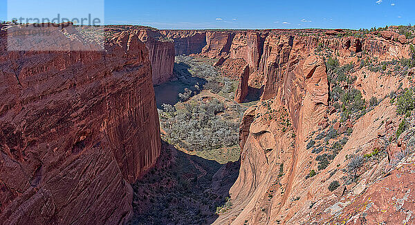 Spring Canyon in Canyon De Chelly National Monument viewed from the Sliding House Overlook on the south rim  Arizona  United States of America  North America