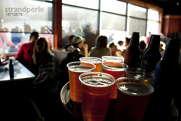 Bierausschank im Skigebiet Sunday River in Bethel  ME