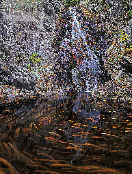 Der South Brook-Wasserfall stürzt über eine Felswand in der Nähe des Carrabassett Valley im Westen von Maine.
