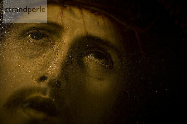 Ein Detail des Ecce Homo  eines Ölgemäldes des Künstlers Jose de Ribera  bekannt als El Espa-oleto  im Museum von Cadiz  Andalusien  Spanien.