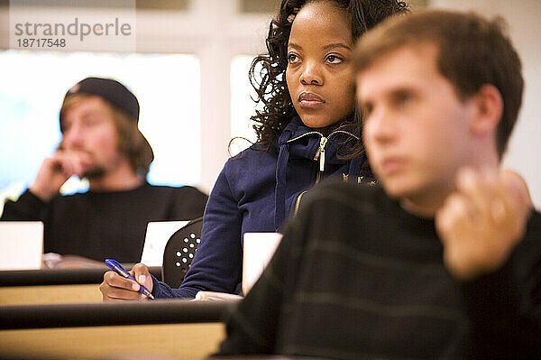 Studenten hören einer Vorlesung im Unterricht am Sierra Nevada College  Lake Tahoe  Nevada.
