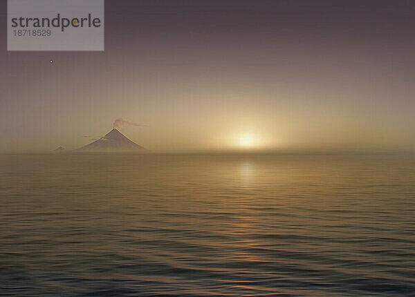 Vulkan Mayon in der Nähe von Legazpi City - Ausbruch bei Sonnenuntergang