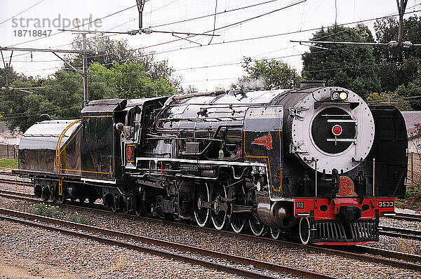 Dampflokomotive  Rovos Rail  Zug  Pretoria  Gauteng  Südafrika