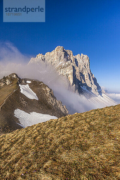 Felsiger Gipfel der Forcella de Furcia  Dolomiten  Puez-Geisler  Südtirol