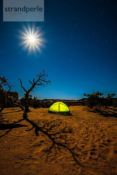 Vollmondcamping in der Wüste von Utah