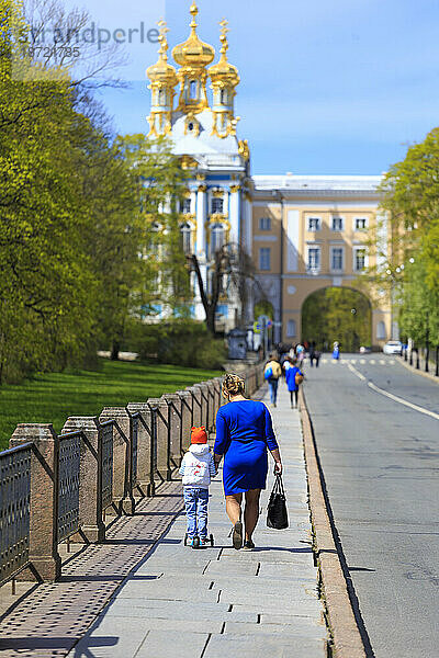 Straße in der Nähe des Katharinenpalastes  Puschkin  St. Petersburg  Russland