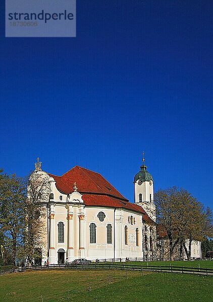 Wallfahrtskirche zum gegeißelten Heiland  Wieskirche  Kreis Steingaden  Pfaffenwinkel  Bayern  Deutschland  Europa