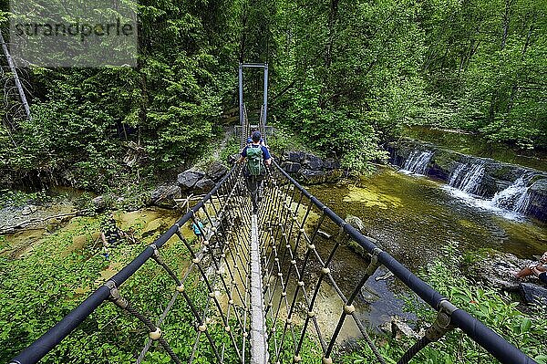 Hängebrücke im Bachtal an der Durach  Durach  Allgäu  Bayern  Deutschland  Europa