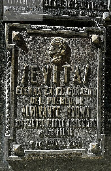 Grab von Eva Perón  Detail  Friedhof von Recoleta  Buenos Aires  Argentinien  Südamerika