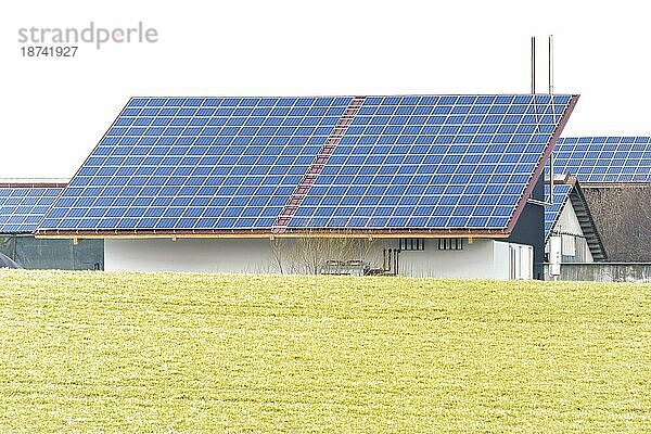Alternative Energie mit photovoltaischen Solarzellen auf dem Dach