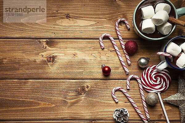 Draufsicht heiße Schokolade mit Bonbons. Auflösung und hohe Qualität schönes Foto