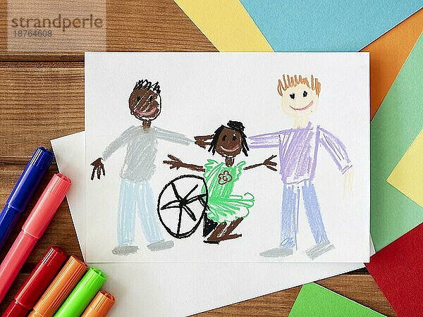 Handgezeichnete behinderte Kinderfreunde