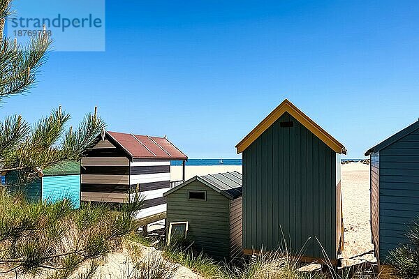 Einige farbenfrohe Strandhütten in Wells Next the Sea