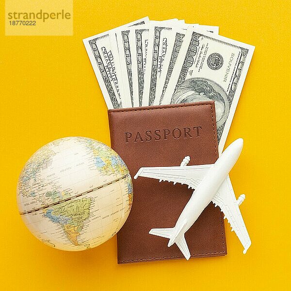 Draufsicht Reisepass-Banknoten