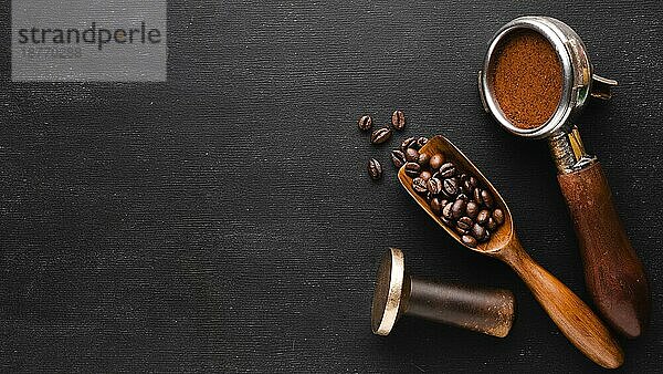 Draufsicht Kaffeezubehör mit Kopierraum. Auflösung und hohe Qualität schönes Foto