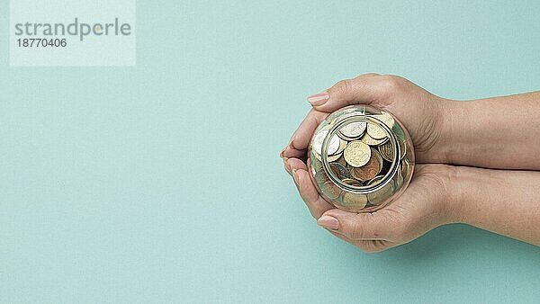 Münzen Glasgefäß mit Kopie Raum. Auflösung und hohe Qualität schönes Foto