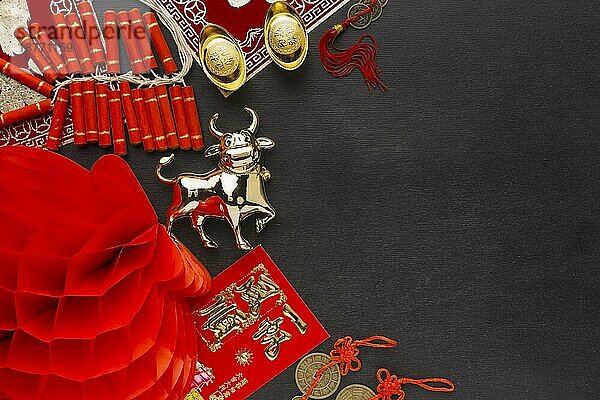 Traditionelle chinesische Neujahrskopie Ochse Raum von oben gesehen