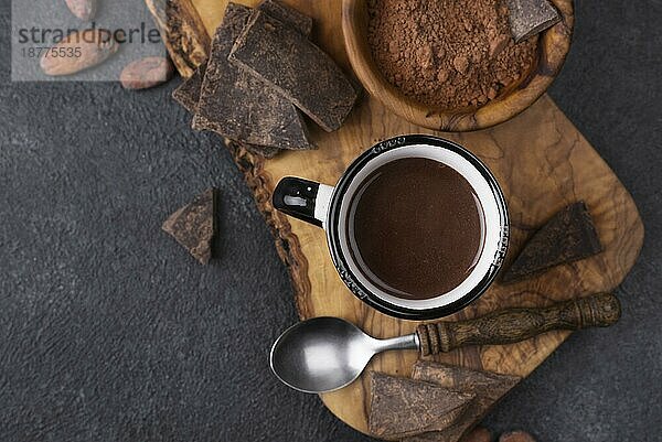 Draufsicht Tasse mit heißer Schokolade. Auflösung und hohe Qualität schönes Foto