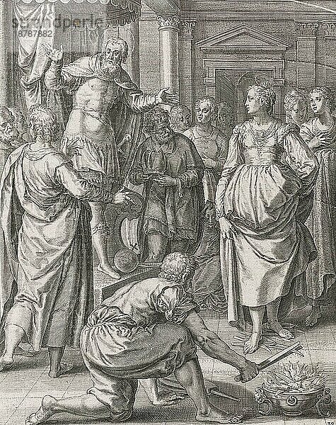 Die heilige Kunigunde von Luxemburg beweist ihre Unschuld  1615  Hexenprobe  Historisch  digital restaurierte Reproduktion von einer Vorlage aus dem 19. Jahrhundert