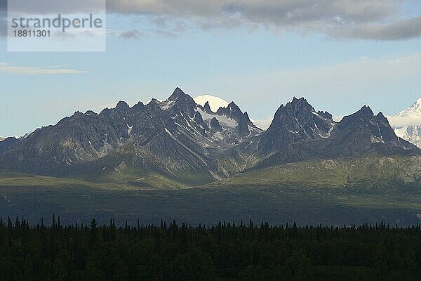 Blick vom Süden auf die Alaska Range  Alaska  USA  Nordamerika