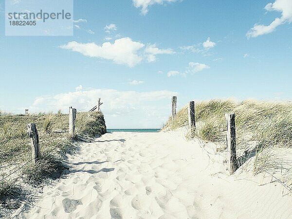 Schöner Weg zum Strand an einem sonnigen Wintertag  Ostsee