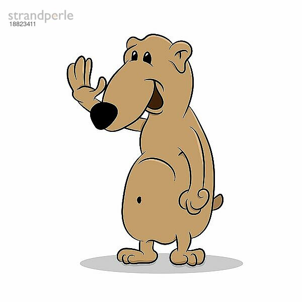 Süßer Cartoon Bär mit winkender Hand auf weißem Hintergrund  Vektor Illustration