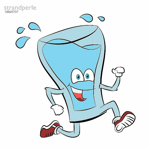 Cartoon Illustration eines laufenden Glas Wasser  Vektor Illustration