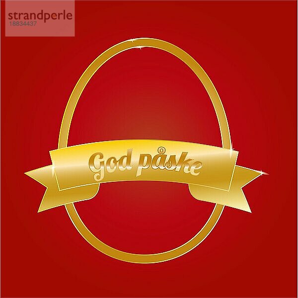 Goldenes Osterei Silhouette mit den Worten Gott Paske  skandinavische Frohe Ostern Konzept  Luxus Ostern Hintergrund  Vektor Illustration