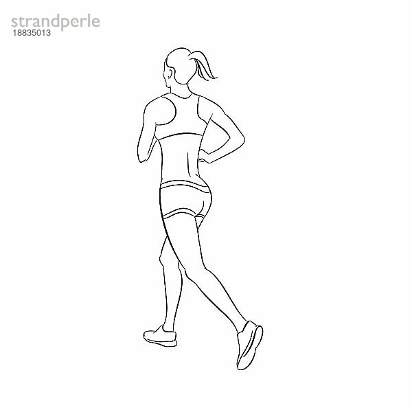Illustration einer attraktiven laufenden Frau Silhouette  Sport Konzept Illustration
