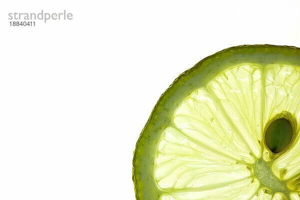 Sliced Lemon vor weißem Hintergrund mit Hintergrundbeleuchtung