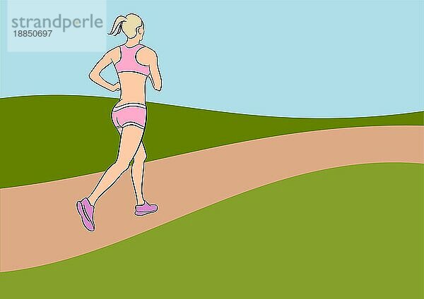 Illustration einer attraktiven laufenden Frau  Sport Konzept Illustration